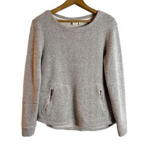 Lucy & Laurel Women's Sweater Size S Gray Long Sleeve Zipper Pockets Thermal Top